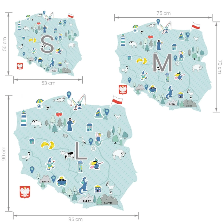mapa polski miętowa | naklejka. naklejka dla dzieci. dekoracje pokoju