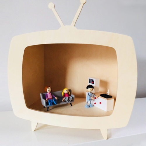 telewizor - drewniane dekoracje. drewno, sklejka
