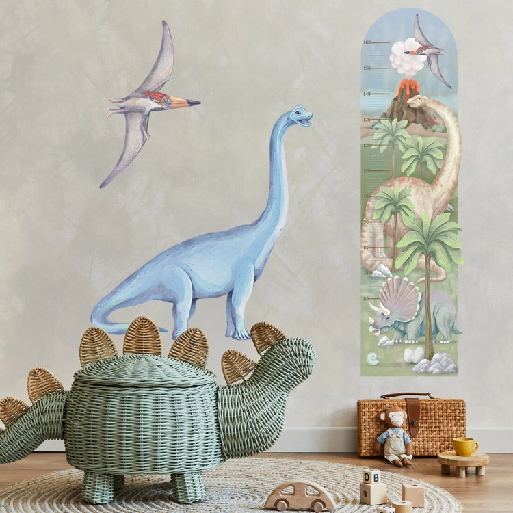 naklejka miarka wzrostu dinozaury | naklejki na ścianę. naklejki dla dzieci. dekoracje pokoju