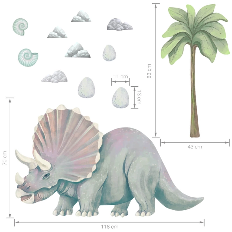 naklejka dinozaur triceratops XXL | naklejki na ścianę. naklejki dla dzieci. dekoracje pokoju