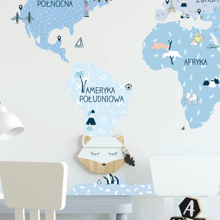 mapa świata ice cold | naklejka. naklejka dla dzieci. dekoracje pokoju