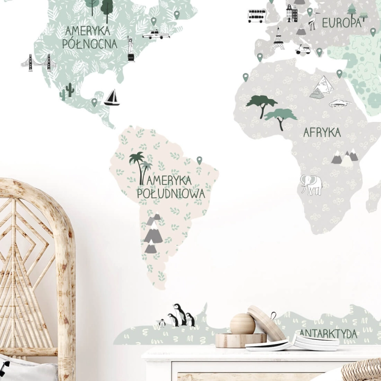 mapa świata tropic sand | naklejka. naklejka dla dzieci. dekoracje pokoju