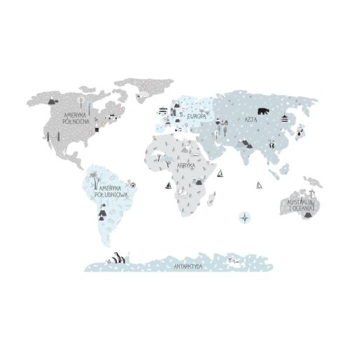 mapa świata eco | naklejka. naklejka dla dzieci. dekoracje pokoju