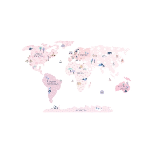 mapa świata spring flower | naklejka. naklejka dla dzieci. dekoracje pokoju