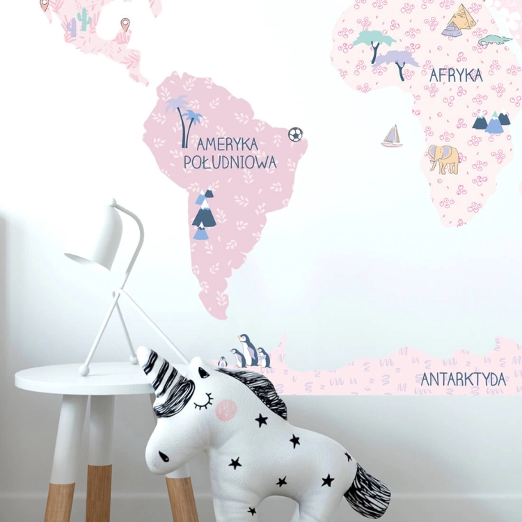 mapa świata spring flower | naklejka. naklejka dla dzieci. dekoracje pokoju