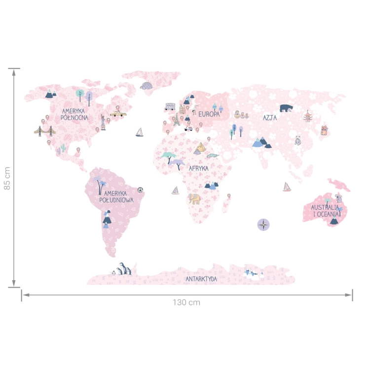 mapa świata spring flower | naklejka. naklejka dla dzieci. dekoracje pokoju