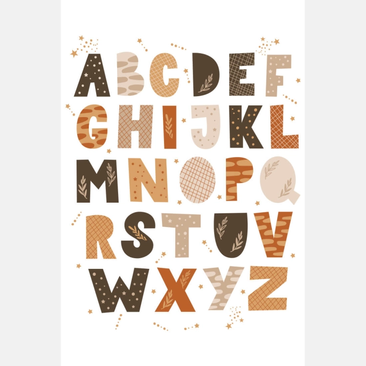 alfabet boho II | plakat. plakat dla dzieci. dekoracje pokoju