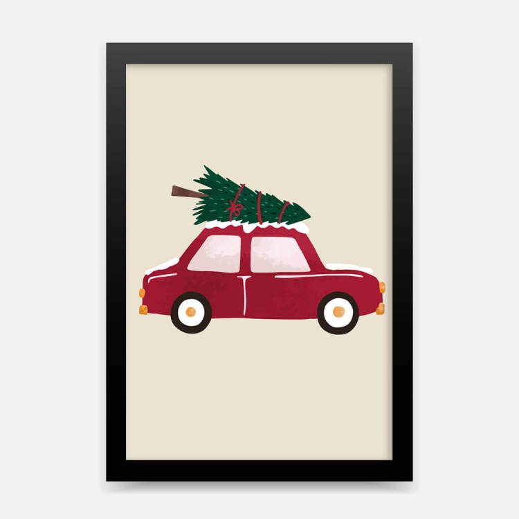 plakat świąteczny / plakat na boże narodzenie / plakat autko
