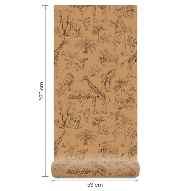 tapeta safari / tapeta z motywem safari / tapeta dla dzieci / tapeta pastelowe love