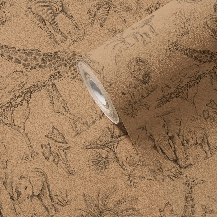 tapeta safari / tapeta z motywem safari / tapeta dla dzieci / tapeta pastelowe love