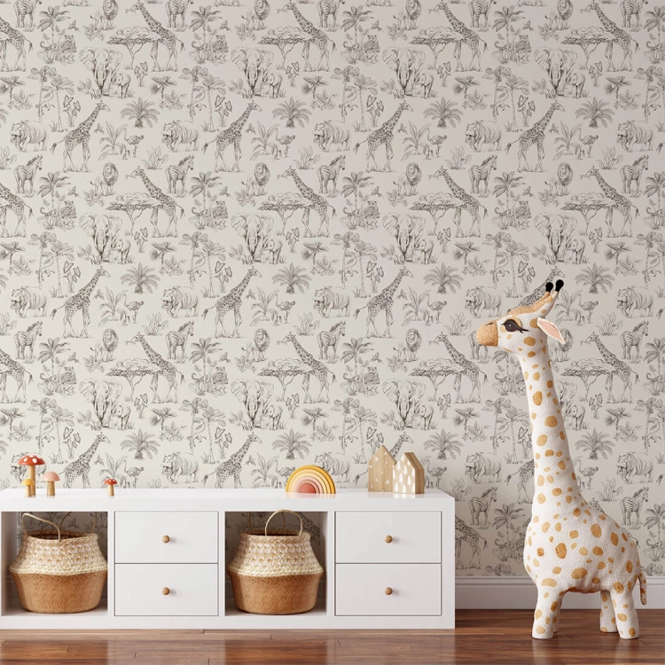 tapeta safari / tapeta z motywem safari / tapeta dla dzieci / tapeta pastelowe love