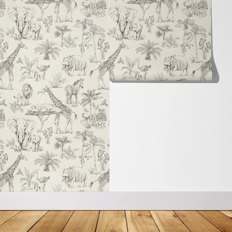 tapeta safari / tapeta z motywem safari / tapeta dla dzieci / tapeta pastelowe love