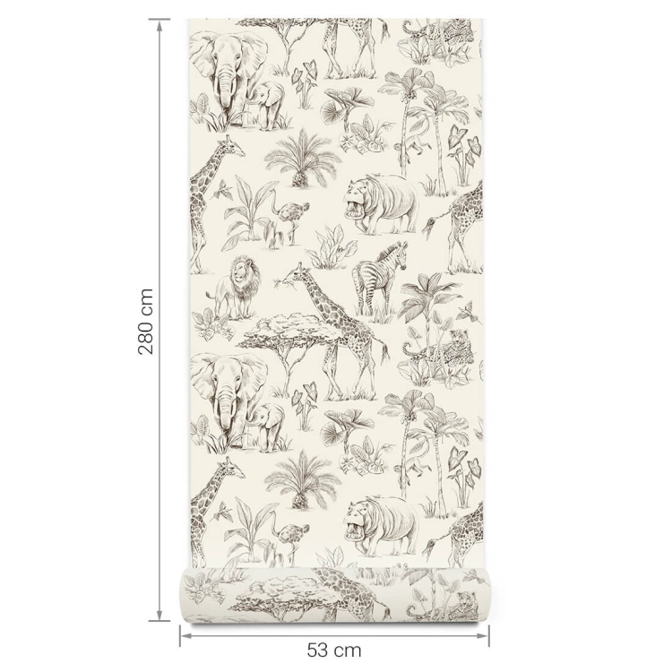 tapeta safari / tapeta z motywem safari / tapeta dla dzieci / tapeta pastelowe love