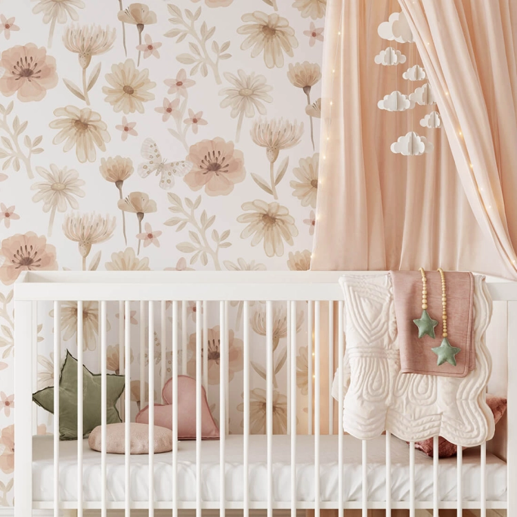 tapeta kwiaty / tapeta z kwiatami / tapeta dla dzieci / tapeta pastelowe love