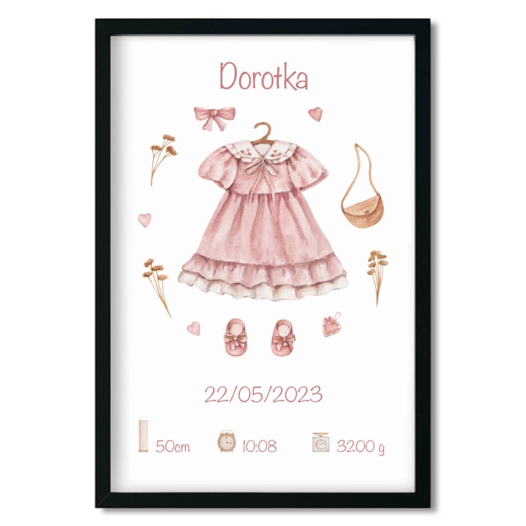 metryczka dla dziecka / metryczka dla dziewczynki / personalizowana metryczka