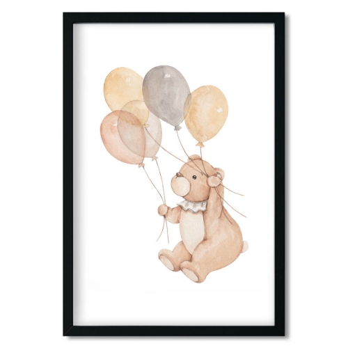 plakat dla dzieci z misiem / plakat dla dzieci miś z balonami  / plakat  dla dzieci / plakat do pokoju dziecka