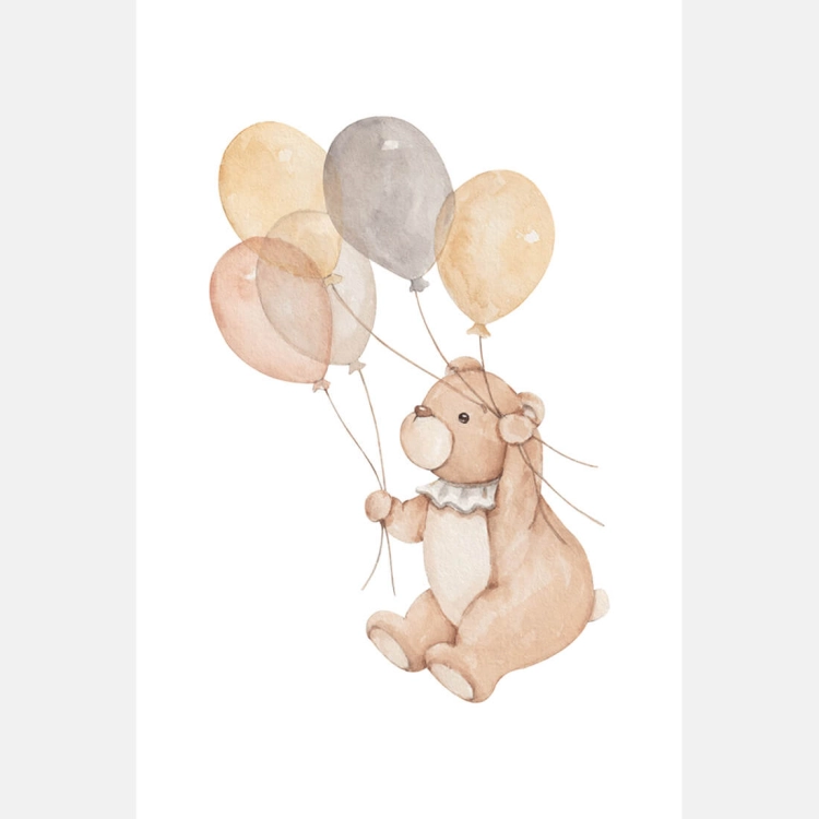 plakat dla dzieci z misiem / plakat dla dzieci miś z balonami  / plakat  dla dzieci / plakat do pokoju dziecka