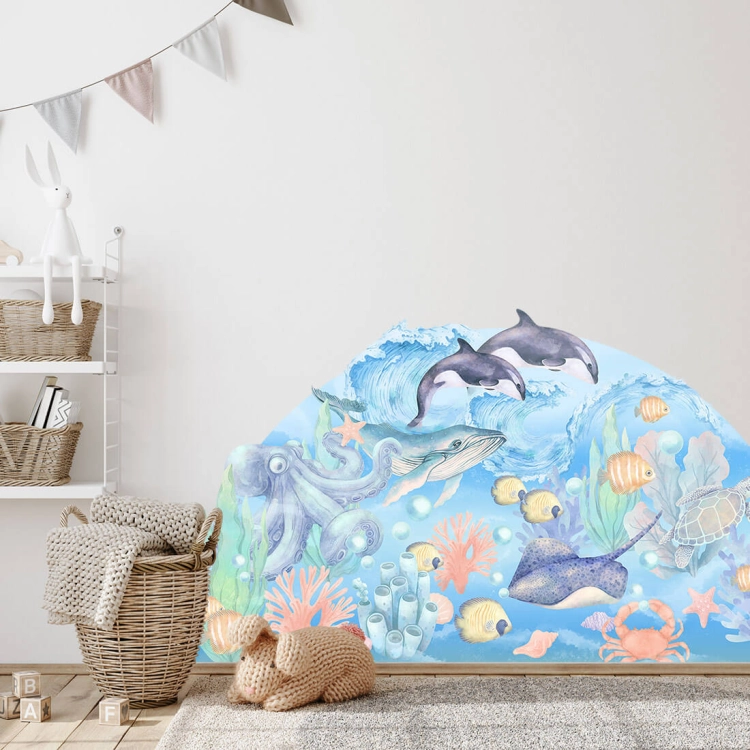naklejka ocean / naklejka na ścianę z rybami / dekoracje pokoju