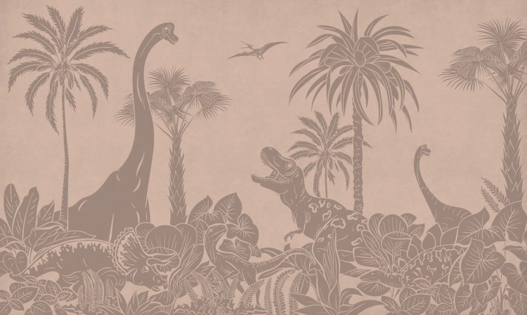 tapeta monochromatyczna dinozaury różowa vintage / tapeta dinozaury / tapety pastelowe love