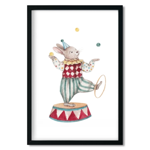 plakat dla dzieci królik / plakat dla dzieci królik żongler  / plakat  dla dzieci / plakat do pokoju dziecka