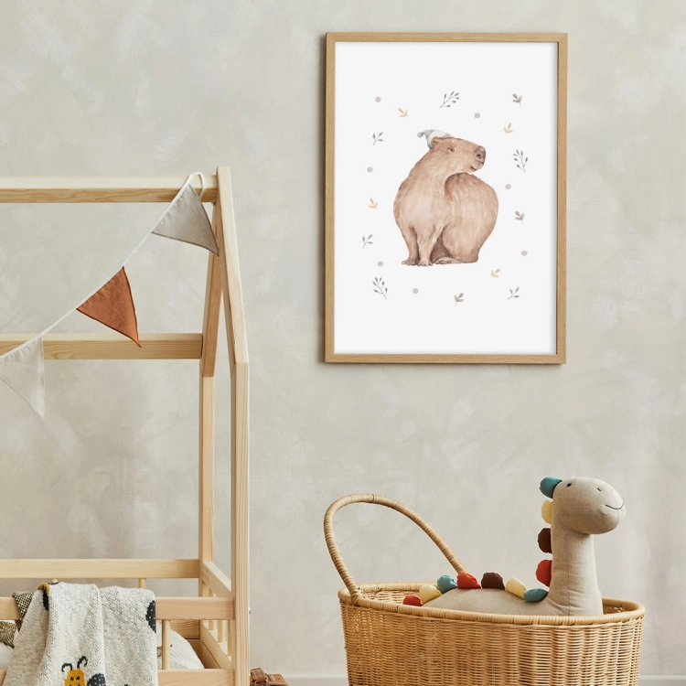 plakat dla dzieci kapibara z czapeczką/ plakat dla dzieci kapibara  / plakat  dla dzieci / plakat do pokoju dziecka