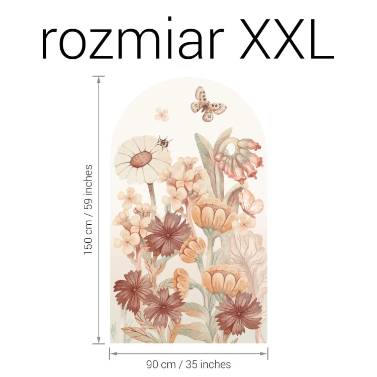 naklejka na ścianę łuk / naklejka na ścianę kwiaty boho / naklejki z motywem kwiatów / naklejki na ścianę z kwiatami