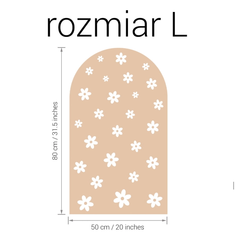 naklejka na ścianę łuk / naklejka na ścianę stokrotki mini / naklejki z motywem stokrotek mini / naklejki na ścianę łuk beżowy