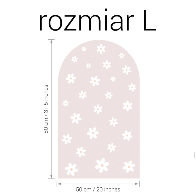 naklejka na ścianę łuk / naklejka na ścianę stokrotki mini / naklejki z motywem stokrotek mini / naklejki na ścianę łuk brudny róż