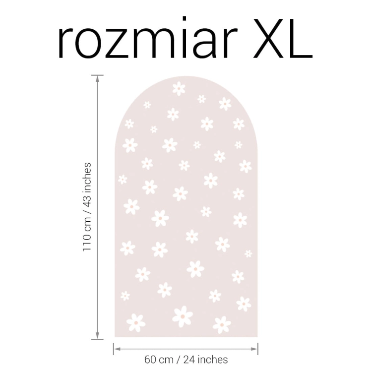 naklejka na ścianę łuk / naklejka na ścianę stokrotki mini / naklejki z motywem stokrotek mini / naklejki na ścianę łuk brudny róż