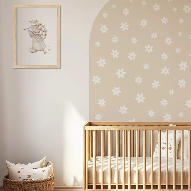 naklejka na ścianę łuk / naklejka na ścianę stokrotki mini / naklejki z motywem stokrotek mini / naklejki na ścianę łuk latte