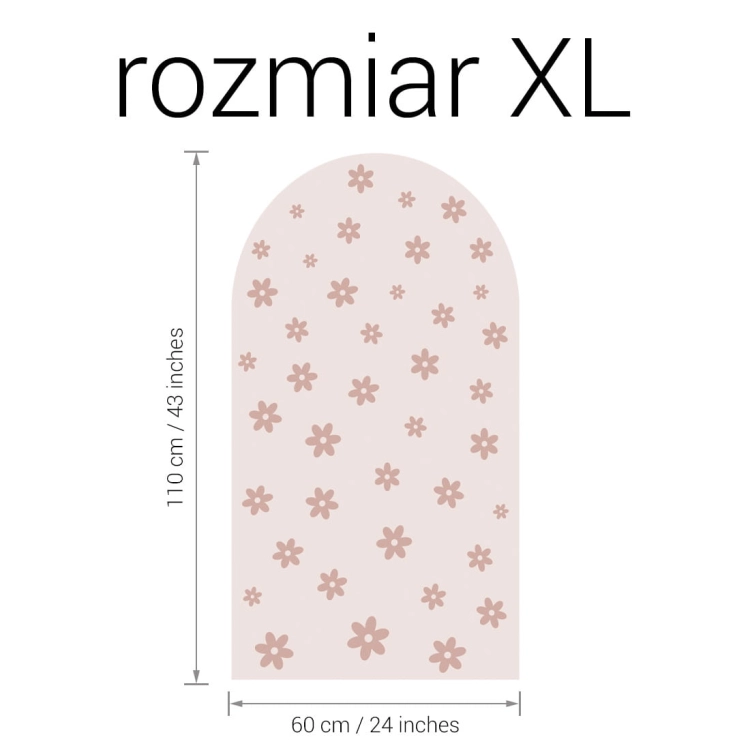 naklejka na ścianę łuk / naklejka na ścianę stokrotki mini / naklejki z motywem stokrotek mini / naklejki na ścianę łuk różowy vintage