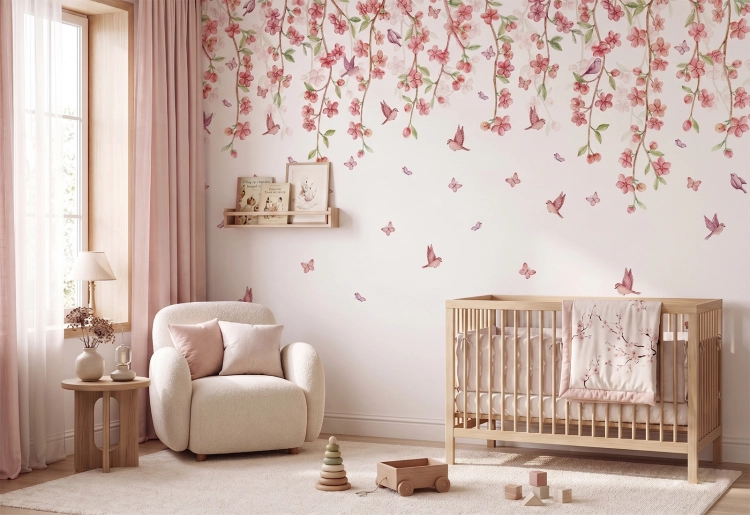 tapeta sakura / tapeta kwiatowa / tapety dla dzieci / tapety pastelowe love