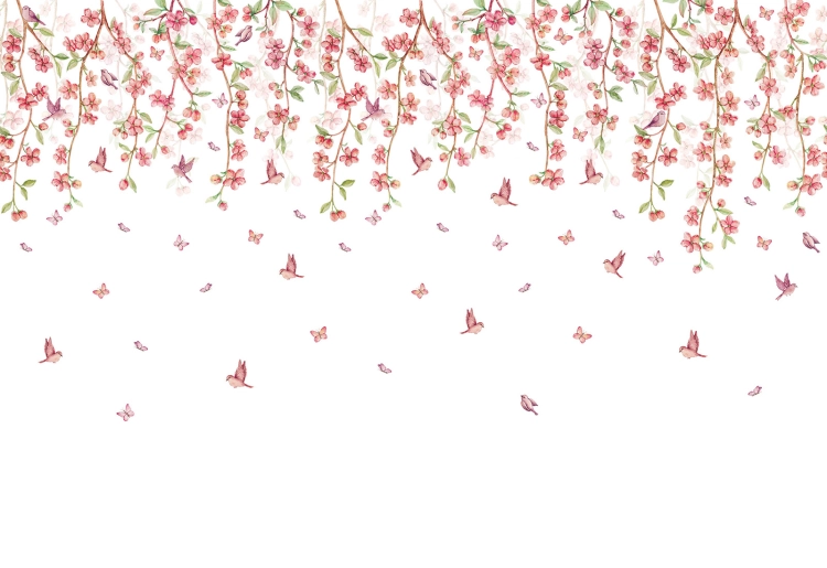 tapeta sakura / tapeta kwiatowa / tapety dla dzieci / tapety pastelowe love