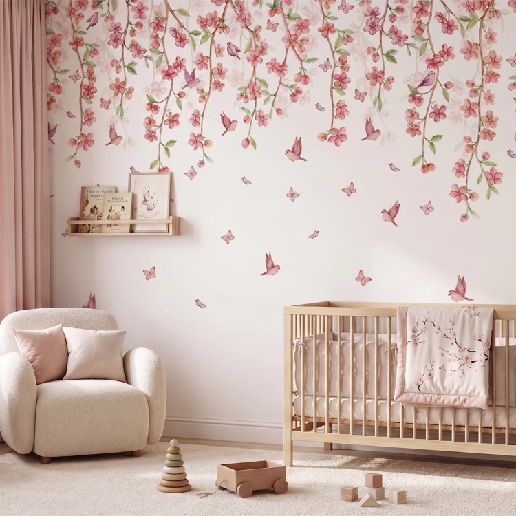 tapeta dla dzieci / tapeta sakura/ tapety pastelowe love