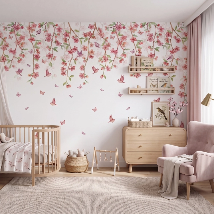 tapeta sakura / tapeta kwiatowa / tapety dla dzieci / tapety pastelowe love