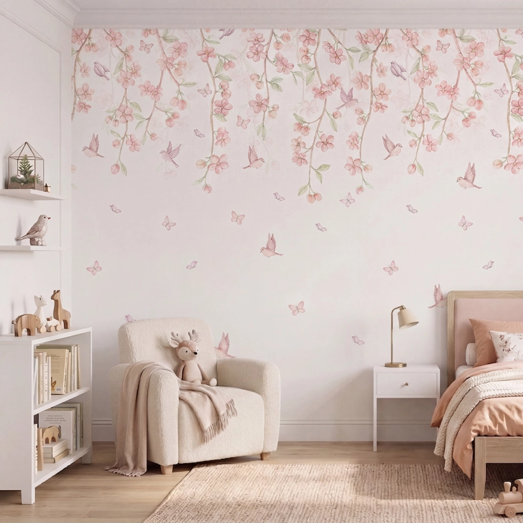 tapeta sakura / tapeta kwiatowa / tapety dla dzieci / tapety pastelowe love