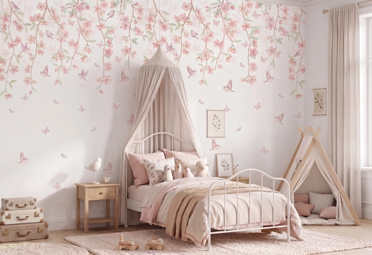 tapeta sakura / tapeta kwiatowa / tapety dla dzieci / tapety pastelowe love