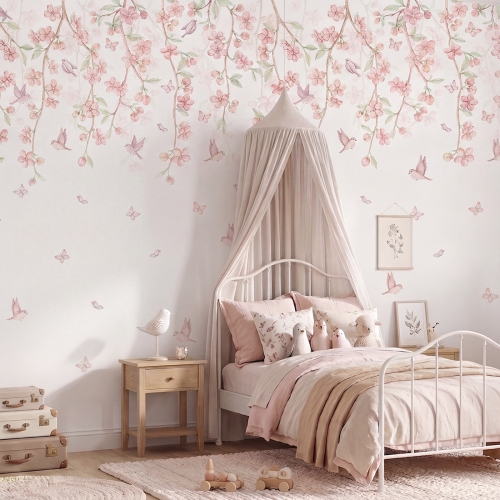 tapeta dla dzieci / tapeta sakura/ tapety pastelowe love