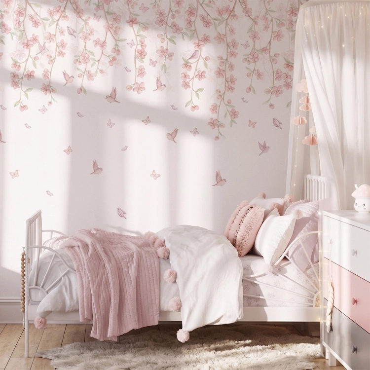 tapeta dla dzieci / tapeta sakura/ tapety pastelowe love