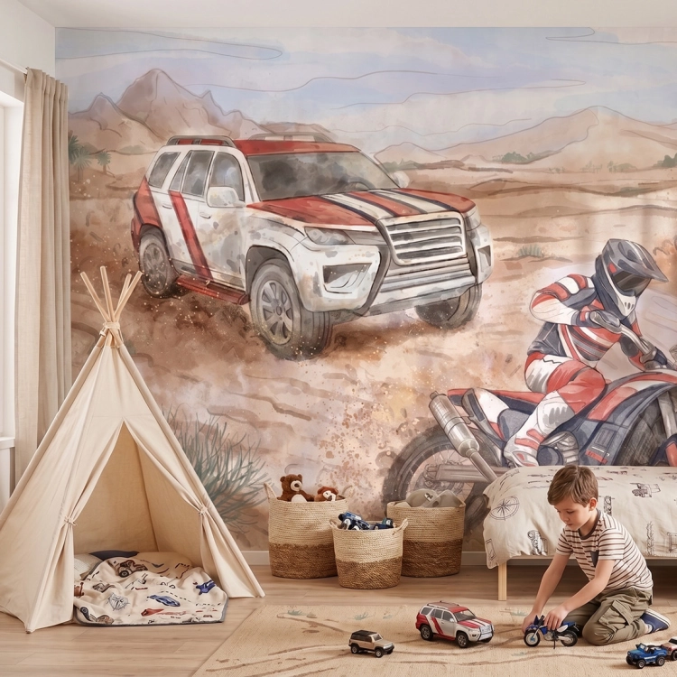 tapeta dla dzieci / tapeta off-road / tapety pastelowe love