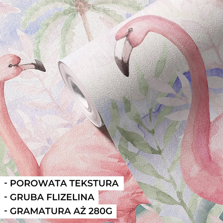 tapeta dla dzieci / tapeta flamingi / tapety pastelowe love