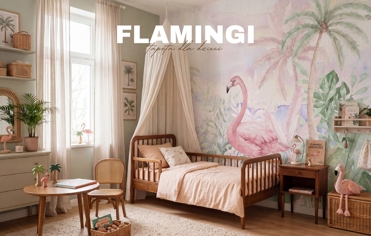 Pokój dziecka w tropikalnym stylu? Poznaj tapetę Flamingi