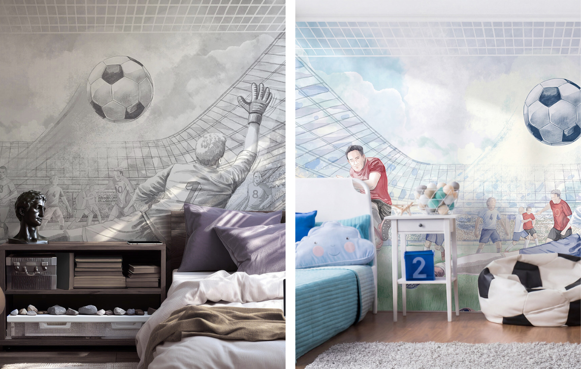 Tapeta Piłka Nożna do pokoju chłopca – dekoracja dla małego fana futbolu